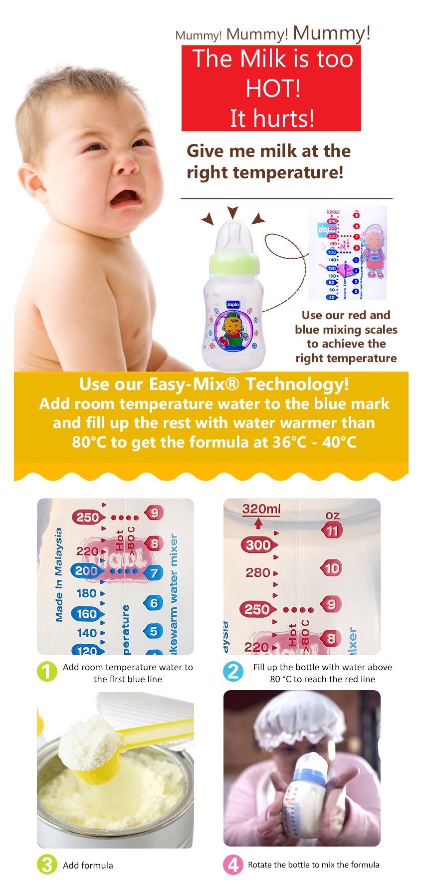 Japlo Easy Grip Bottle (140ml) with 2 Silicone Nipples