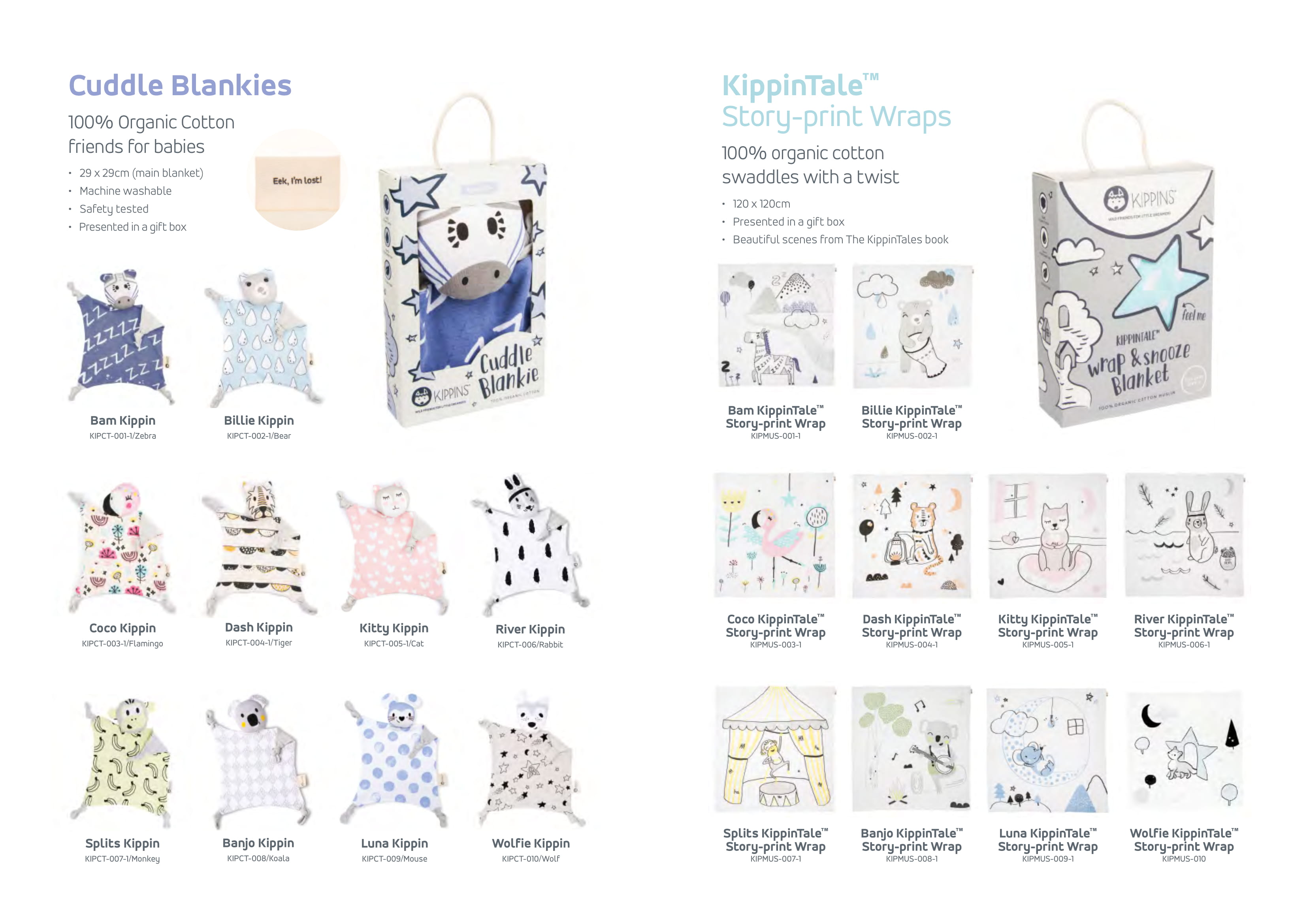 Kippins Coco Story-print Wrap Set (FREE Wooden Teether)